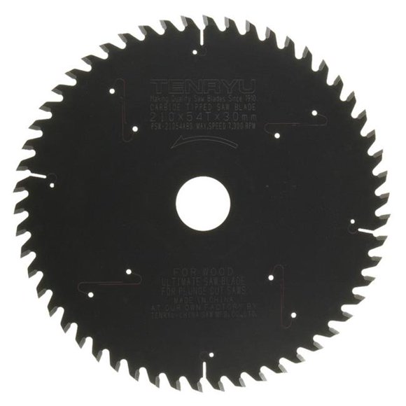 Tenryu 2803161 210 Dia. x 30 mm PTFE Coated Plunge Cut Saw Blade - 54 Teeth