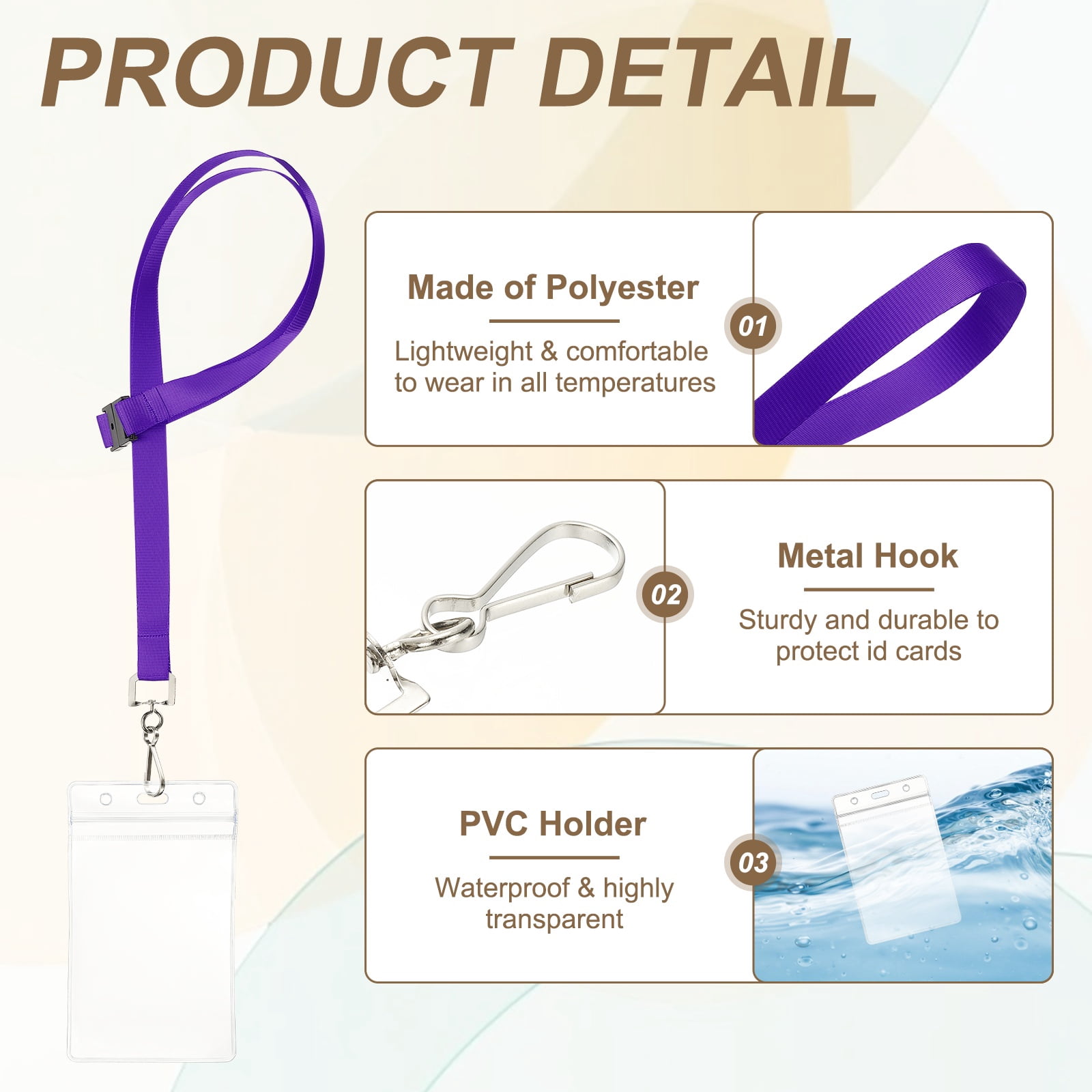 Uxcell 24Pack Colored Lanyards for ID Badges, Breakaway Lanyards for Keys, Purple