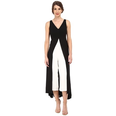 Adrianna Papell Women's Culotte Jumpsuit - Sleeveless V-Neck Wide Leg Romper