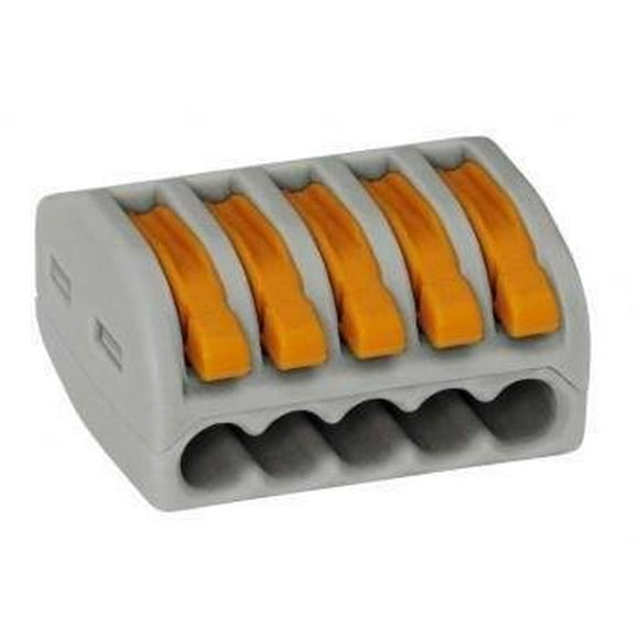 Wago 222-415 Tuercas de palanca Conectores compactos de 5 conductores, 10 unidades