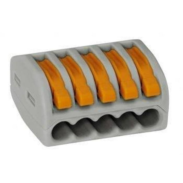 Wago 222-415 Tuercas de palanca Conectores compactos de 5 conductores, 10 unidades