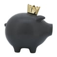 thumbnail image 4 of Sagebrook Home Ceramic 8" Pig With Crown, Black, 4 of 7