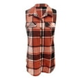 thumbnail image 5 of gcong Plaid Vest for Women, Button Down Sleeveless Shirts Lapel Flannel Shacket Fall Long Blazer Jacket Ladies Casual Outwear Loose Cardigan Winter Coats with Pockets, 5 of 5