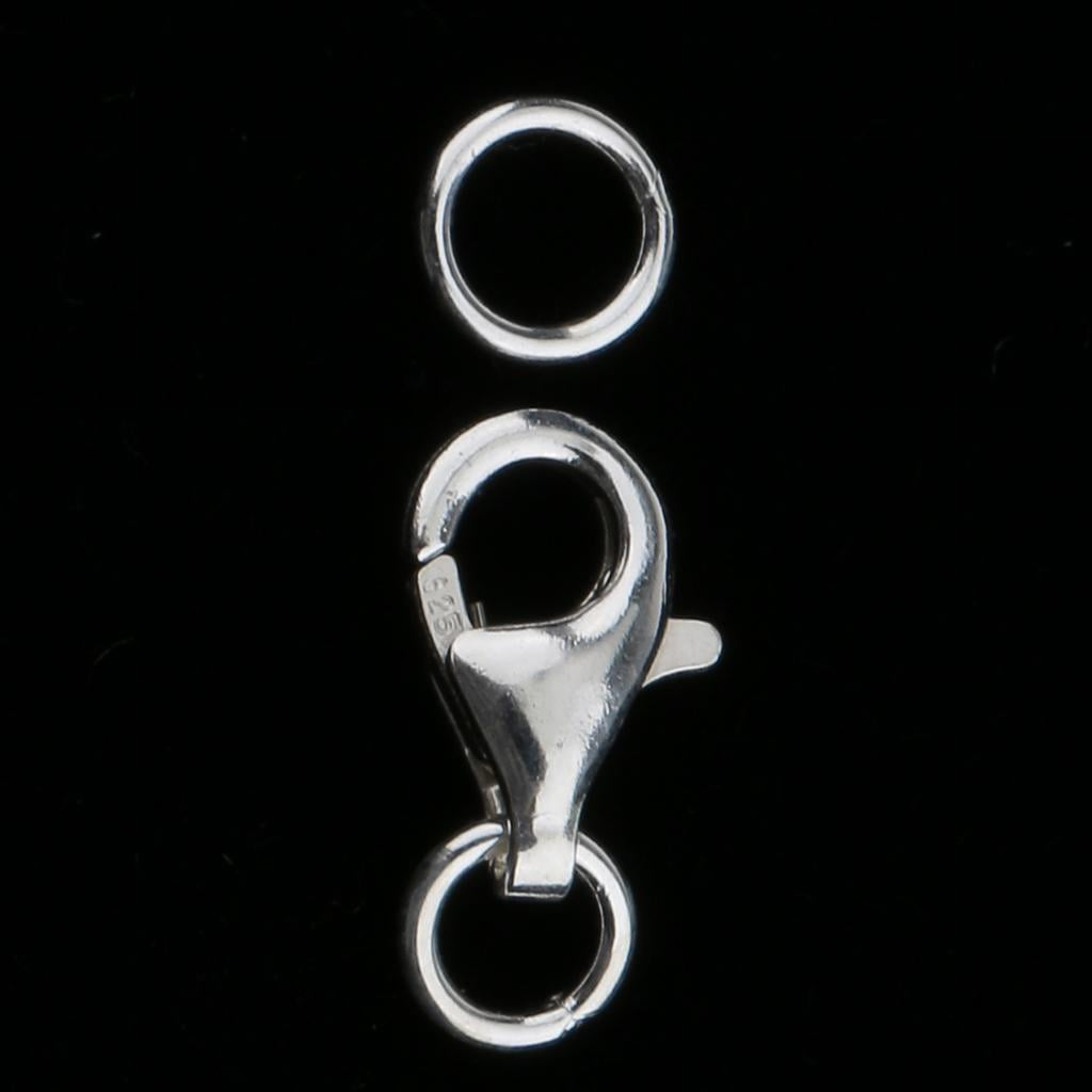 Milageto 3x 1 Piece Double Circle 925 Silver Lobster Clasp Closure Ring Jewelry Findings Crafts - Sliver, 11mm