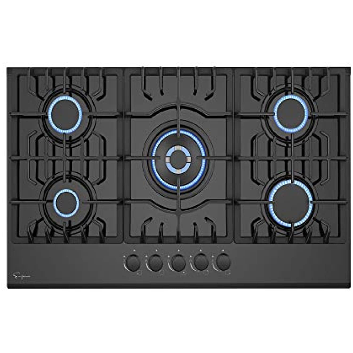 Empava 30 Inch Gas Stove Cooktop 5 Italy Sabaf Sealed Burners NG/LPG Convertible in Black
