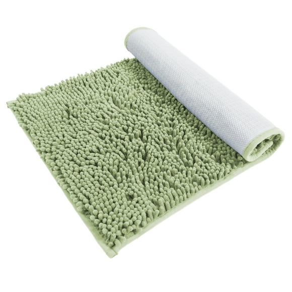 Hitime Soft Chenille Bath Rug Mat 16x24 Quick Dry Machine Washable Bathroom Runner - Ultra Absorbent Non-Slip Backing - Sage Green