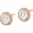 thumbnail image 2 of 10K Rose Gold Tiara Collection Polished Cz Post Earrings (10.8 X 10.8) Made In Vietnam 10yc392r, 2 of 5