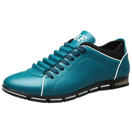 

gvdentm Men S Fashion Sneakers Men Fashion Solid Leather Business Sport Flat Round Toe Shoes Men High Tops Casual