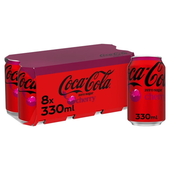Coca-Cola Zero Sugar Cherry 8 x 330ml, Imported from Britain