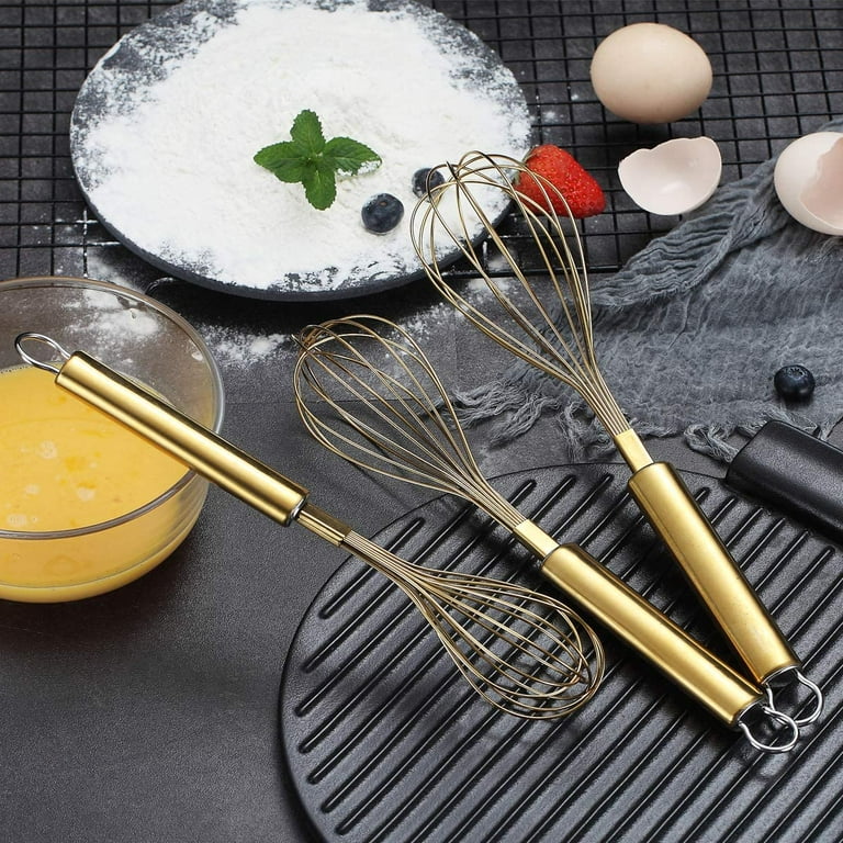 3 Pieces Stainless Steel Whisks 8+10+12, Wire Whisk Set Wisk Kitchen Tool  Kitchen Whisks For Cooking, Blending, Whisking, Beating, Stirring