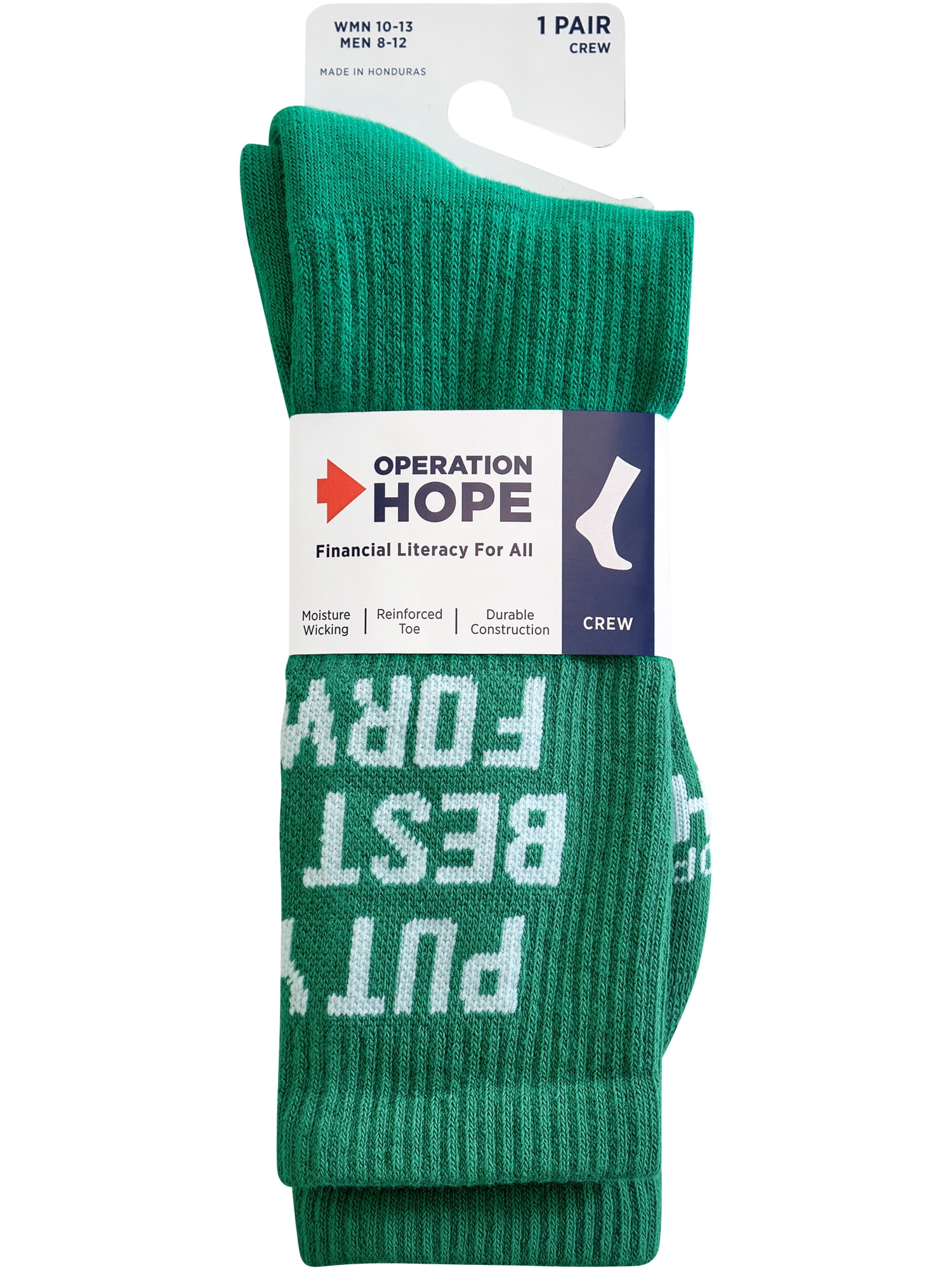 Operation HOPE Unisex Strategic Cushion Arch Support Crew Sock, One Pair