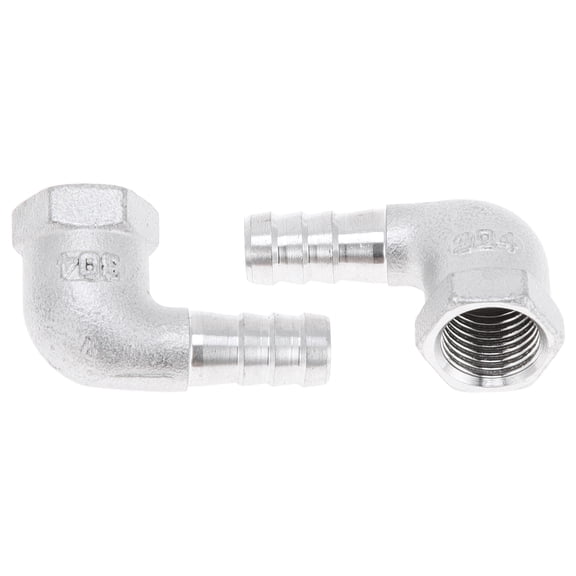 Unique Bargains 304 Stainless Steel Hose Barb Fittings 5/16" OD 1/4" BSPT 90 Degree Elbow Connector for Air Water Oil Gas Fuel 2 Pcs Silver Tone