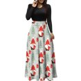 thumbnail image 1 of Robes pour Femmes 2022 Noël Col Rond Manches Longues Patchwork Imprimé Robe Longue Ligne A Robe d'Automne pour Dames, 1 of 6