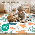 thumbnail image 4 of ODIKA 8'x10' Washable Area Rug Stylized Turtle Ocean Adventure With Rising Bubbles Decorative for King Size Bedroom Under Bed, Master Suite, Non-Shedding, Easy Care, 4 of 7
