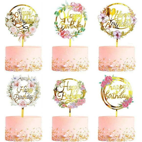 Cake Decoration Supplies, Reusable Elegant Design Happy Birthday Cake Toppers for Various Birthday Party