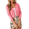 thumbnail image 5 of Gyexs Womens 2025 Summer Cropped Cardigan Fashion Knit Long Sleeve V Neck Business Casual Sweater (Pink, Size XXXL), 5 of 6