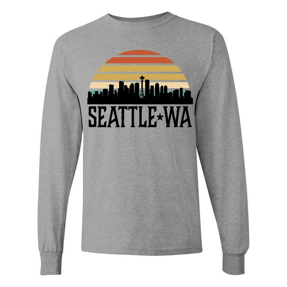Inktastic Seattle Washington Skyline Sunset Long Sleeve T-Shirt