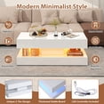 thumbnail image 4 of JOIVI LED Coffee Table with 2 Storage Drawers, 47" High Gloss Coffee Table, 2 Tiers Rectangle Center Table, 16-Color LED Lights, White, 4 of 8