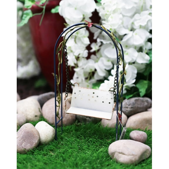 Enchanted Garden Decorative Metal Arbor Swing Mini Fairy Garden Figurine