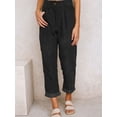 thumbnail image 4 of Pantalones de pana de color liso para mujer, pantalón informal, holgado, de cintura alta y pierna ancha, para otoño e invierno, 4 of 6