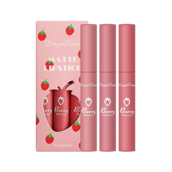 Set de pintalabios HUOGUO 3 Strawberry Velvet Matte Lip Glaze