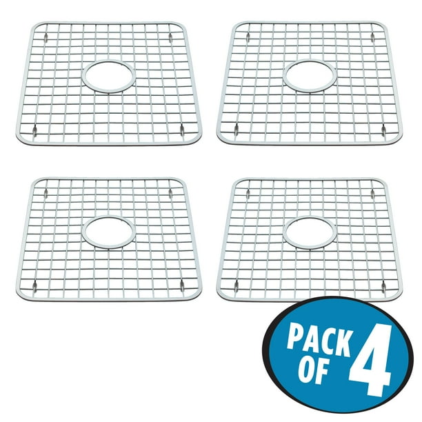 InterDesign Gia Sink Grid with Drain Hole, Pack of 4