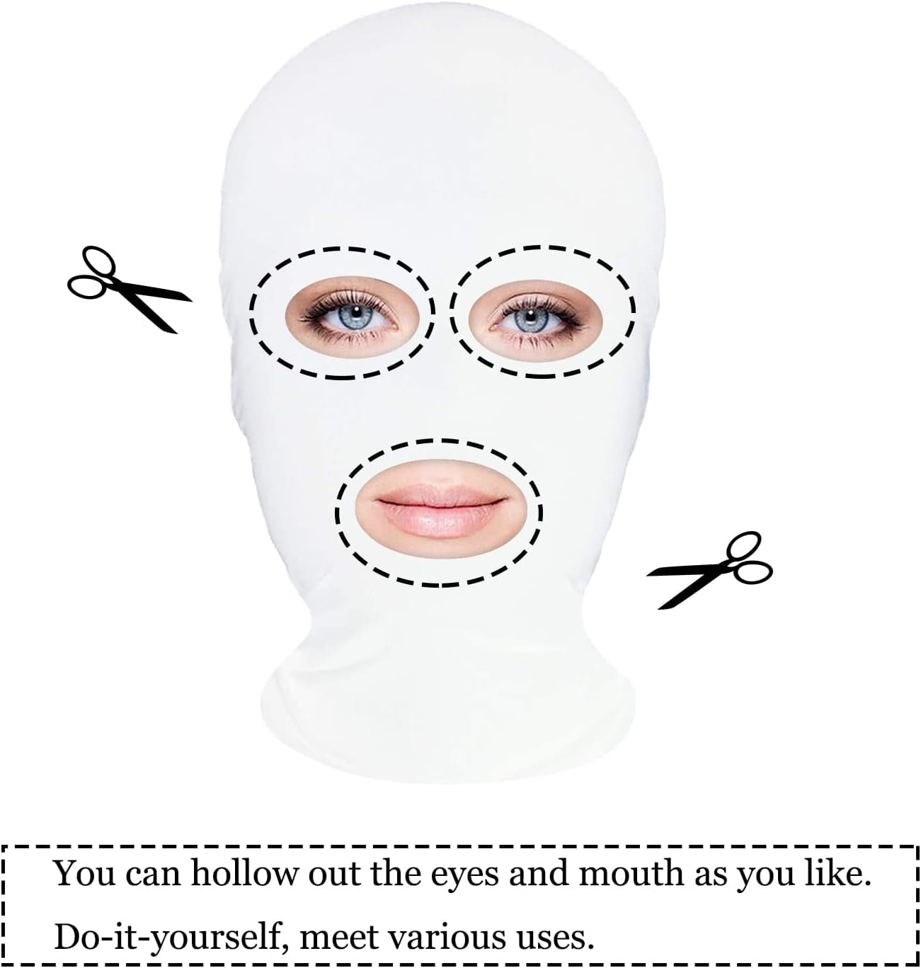 2 Pieces Full Face Mask Black 2nd Skin Masks Halloween Cosplay Spandex Hood for Unisex Cloth | IT