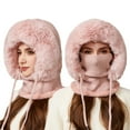 thumbnail image 2 of 3 In 1 Beanie Hat for Women Fashion Clothing Women's Hats & Caps Face Mask Cozy Winter Scarves Pink, 2 of 9