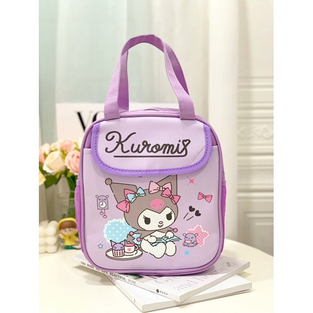 Bolsa de almuerzo de Hello Kitty Sanrio Kawaii Kuromi Melody Pachacco con patrón de dibujos animados, bolsa Bento portátil multifuncional de gran capacidad