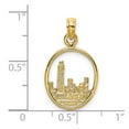 thumbnail image 2 of 13mm 14k Gold Chicago Skyline In Circle Frame 2-d Charm Pendant Necklace for Women, 2 of 2