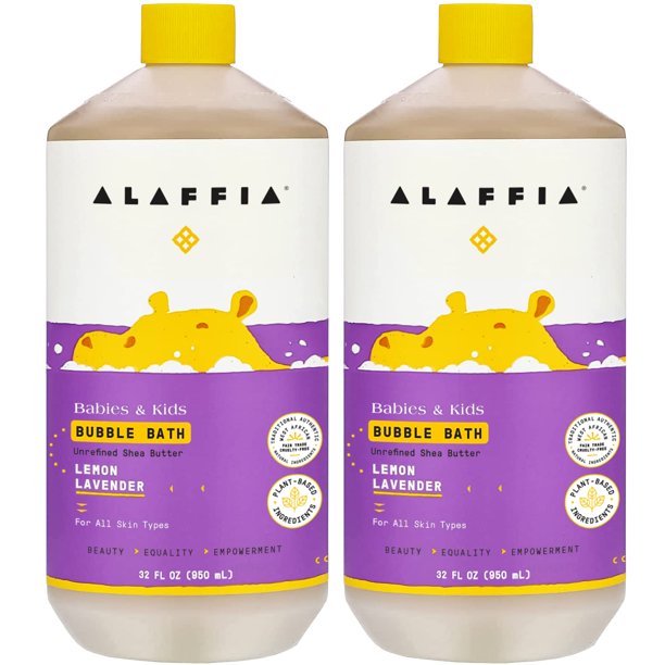 Baño de burbujas Alaffia para bebés y niños, limón y lavanda, 960 ml, paquete de 2