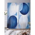 thumbnail image 3 of Abstract Circular Sheer Curtains 108 Inches Long 2 Panels Blue White Stitching Gradient Light Filtering Semi Sheer Window Curtains Drapes for Bedroom Living Room 52"x108", 3 of 7