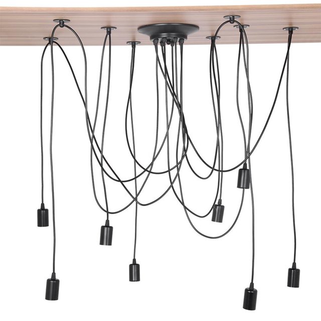 Lámpara colgante de techo de estilo industrial vintage de 8 cabezales.