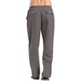 thumbnail image 7 of Men's Cotton Linen Pants Solid Color Casual Trousers, Lightweight Loose Beach Summer Pants for Vacation and Lounging,Dark Gray,XL, 7 of 7