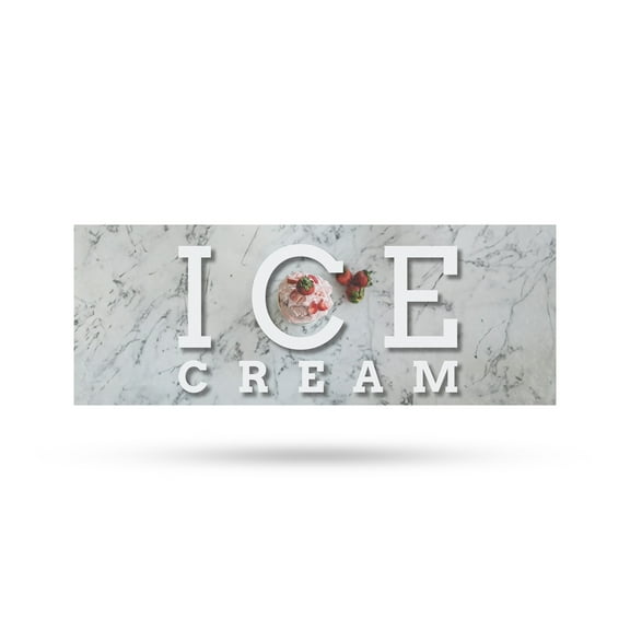 Ice Cream Vinyl Decal 48 Inch x 18 Inch Weatherproof Heavy-Duty Adhesive Backing | Frozen Treats, Dessert Promotions, Freshly Made | Made in USA