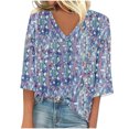 thumbnail image 2 of Blusas de Manga Corta para las Mujeres de Moda Sólida Camiseta Casual con Cuello en V, Ligero Top de Verano para Diario, 2 of 4