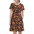 thumbnail image 1 of Easygdp Turkey Bird para Vestido Transpirable de Mujer, Vestido Suelto de Manga Corta con Pliegues y Bolsillos para el Verano, 1 of 6
