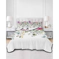 thumbnail image 3 of Eucalyptus Flower Summer Quilt Set Twin Size,Soft Microfiber Quilted Bedding Set with 2 Pillow Shams,Sage Green Botanical Boho Leaf Pink Lightweight All Season Bedspread Coverlet for Bedroom 68"x86", 3 of 6