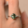 thumbnail image 4 of Green sapphire ring, delicate oval engagement ring, anniversary gifts, 4 of 4