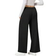 thumbnail image 5 of SWQZVT Womens Pants Waffle Wide Leg Casual Black Pants for Women Loose Workout Knit Lounge Workout Pants with Pockets S, 5 of 7