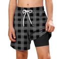 thumbnail image 2 of Guluxicc Boys Swim Trunks with Compression Plaid Kids Printed Beach Shorts Summer Quick Dry Bathing Suit Swimsuit with Pockets, 2 of 10