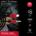 thumbnail image 3 of Monster MCA2-2002-BLK 3ft USB-C to 3.5mm AUX Cable Automotive/Portable Use 3 Foot Cable, 3 of 9