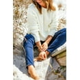 thumbnail image 3 of ABPHQTO Suéter de mujer blanco con ojales huecos de punto gofrado, 3 of 5