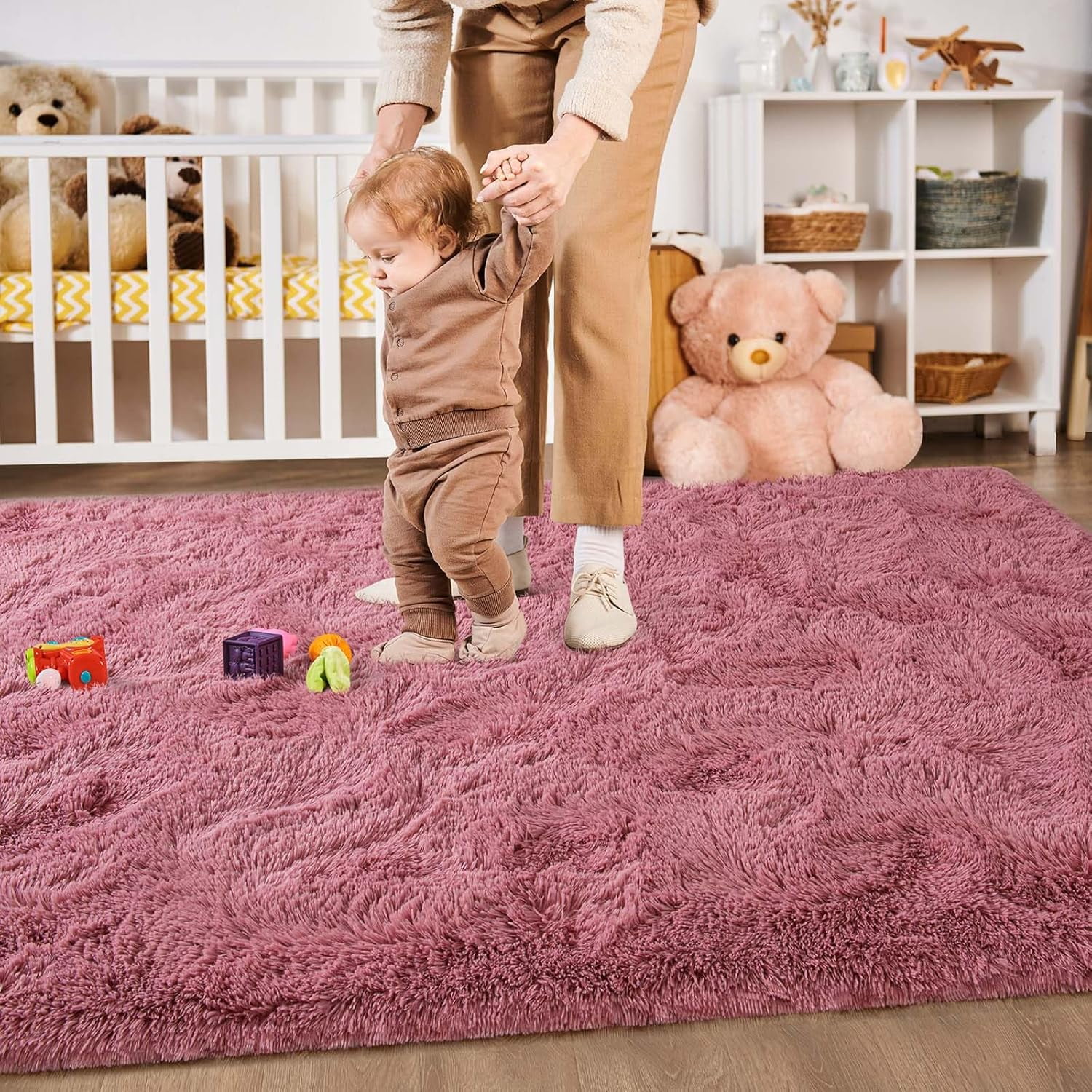 Homore Cute Fluffy Velvet Carpet Soft Washable Area Rugs for Bedroom/ Living Room Decoration,6'x9',Blush
