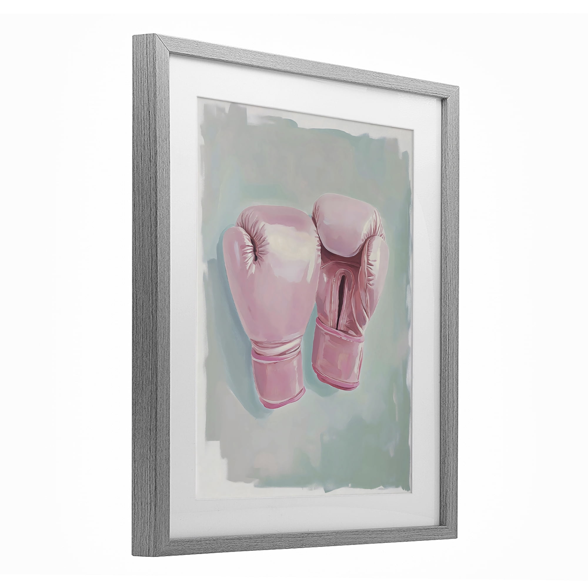 Stupell Industries Feminine Pink Boxing Gloves Gray Framed Print Under Glass, design by The Prints Vibe