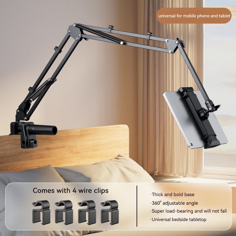Aluminum 360 Rotating Tablet Stand Desk Mount with Adjustable Arm Compatible with Tablets 4.7 to 12.9 Inch for iPad Xiaomi