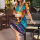 thumbnail image 3 of Balery Colorful Textured Chihuahua Vestidos sueltos de manga corta para mujer, vestidos de verano 2025, vestidos casuales de corte A con vuelo., 3 of 6