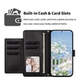 thumbnail image 3 of Case For iPhone 15 Pro Butterfly Flower Multi-card Holder Zipper Wallet With Lanyard Magnetic Clasp Flip Stand Leather Phone Case,Black,For iPhone 15 Pro, 3 of 9