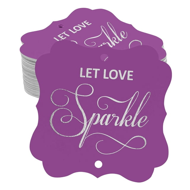 Inkdotpot Pack Of 100 Real Silver Foil Bracket Shape Paper Tags Let Love Sparkle Wedding Favor Hang Tags