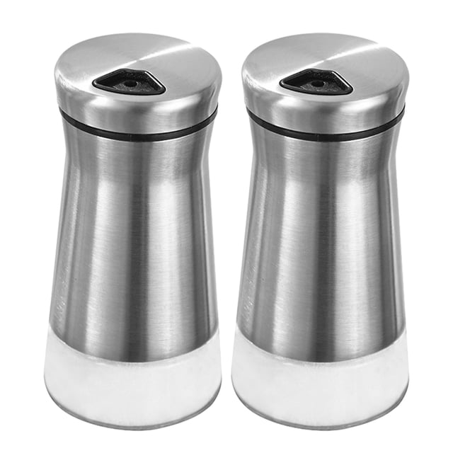 Dinheiro Salero y pimentero con orificios ajustables para verter - Elegante dispensador de sal y pimienta de acero inoxidable - Adecuado para sales del Himalaya, kosher y marinas - Especias